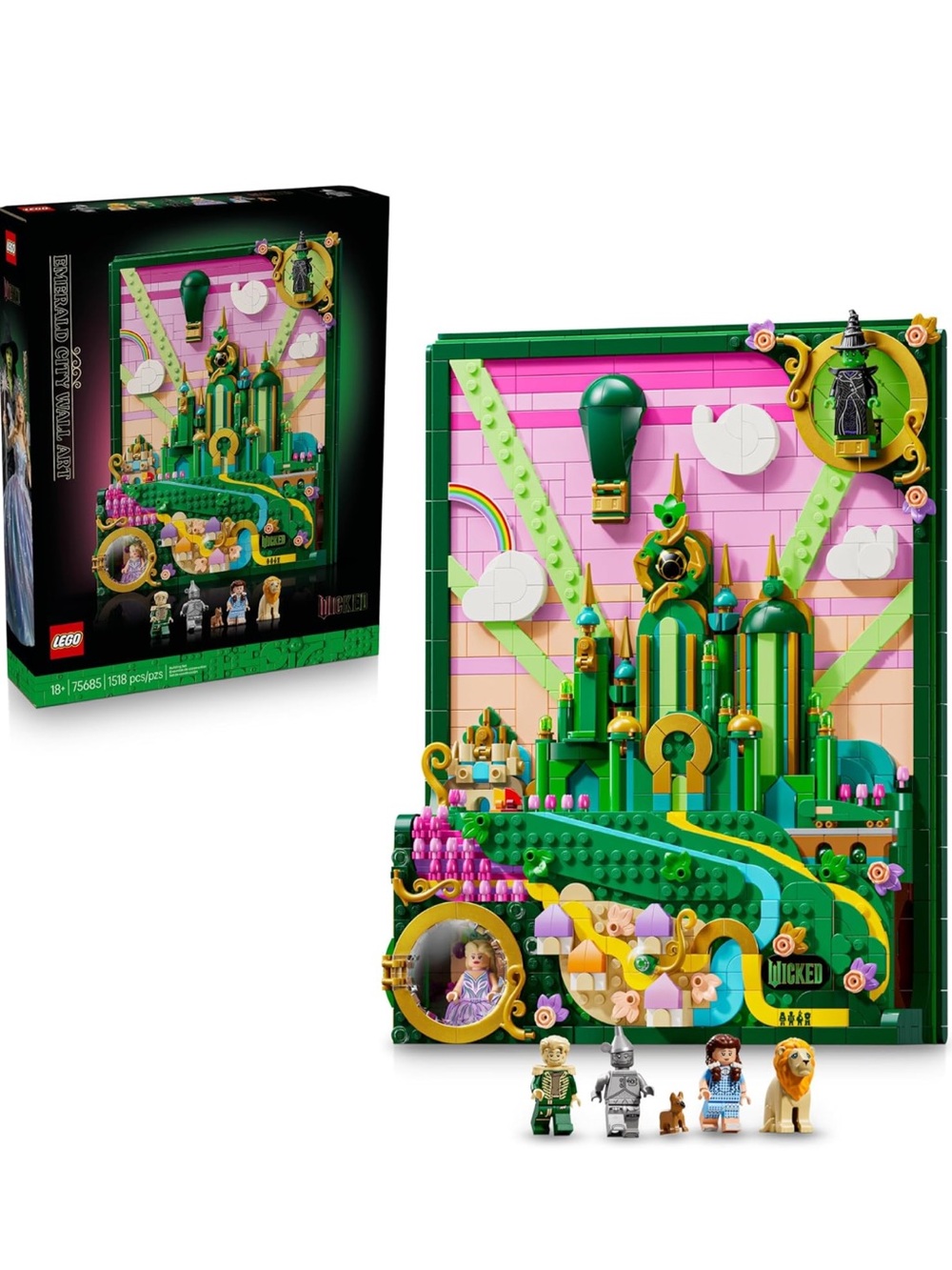 Lego Emerald City Wall Display Panel – Green, Pink, Gold, Blue